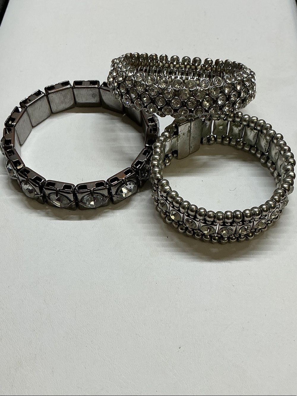 Silver Crystal Stretch Bracelet Set - Women Jewelry